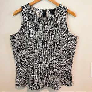 Ann Taylor Black & White Peplum Top size 10